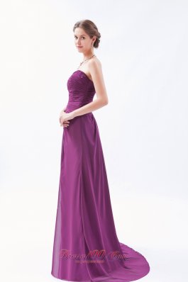 Sweetheart Ruch Brush Train Bridesmaid Dress