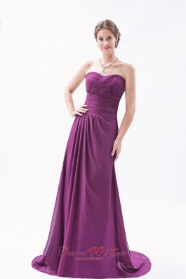 Sweetheart Ruch Brush Train Bridesmaid Dress