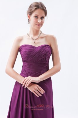 Sweetheart Ruch Brush Train Bridesmaid Dress