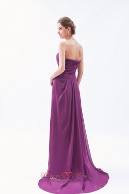 Sweetheart Ruch Brush Train Bridesmaid Dress