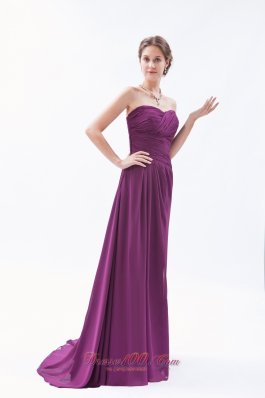 Sweetheart Ruch Brush Train Bridesmaid Dress