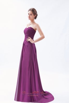 Sweetheart Ruch Brush Train Bridesmaid Dress