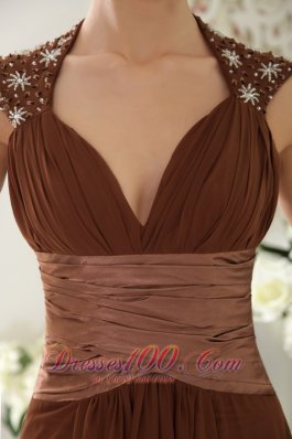 V Neck Beading Waistband Brush Train Prom / Evening Dress