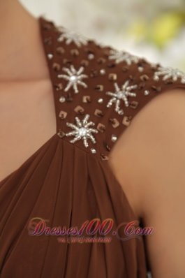 V Neck Beading Waistband Brush Train Prom / Evening Dress