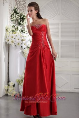 Strapless Beading Ankle-length Prom / Evening Dress