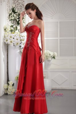 Strapless Beading Ankle-length Prom / Evening Dress