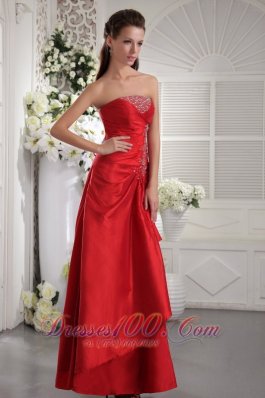 Strapless Beading Ankle-length Prom / Evening Dress