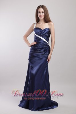 Sheath Ruch One Shoulder Brush Train Prom Dress