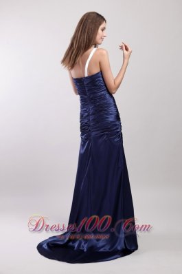 Sheath Ruch One Shoulder Brush Train Prom Dress