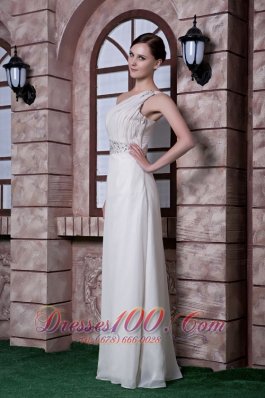 Prom Maxi Dress Beading One Shoulder Floor-length