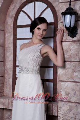 Prom Maxi Dress Beading One Shoulder Floor-length