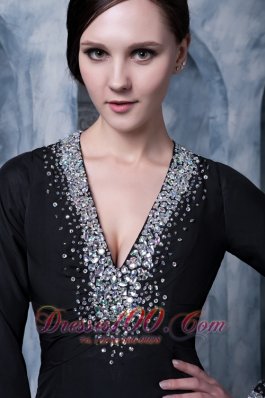 High Slit Mother Of The Bride Dress V-neck Beading