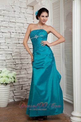 Ankle-lengthTuquoise Beading Prom / Evening Dress