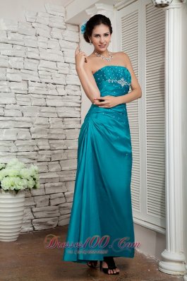 Ankle-lengthTuquoise Beading Prom / Evening Dress