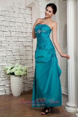 Ankle-lengthTuquoise Beading Prom / Evening Dress