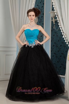 Sweetheart Beading Blue and Black Prom Dress