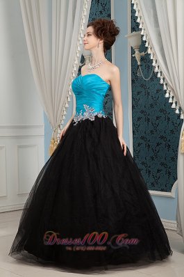 Sweetheart Beading Blue and Black Prom Dress