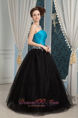 Sweetheart Beading Blue and Black Prom Dress