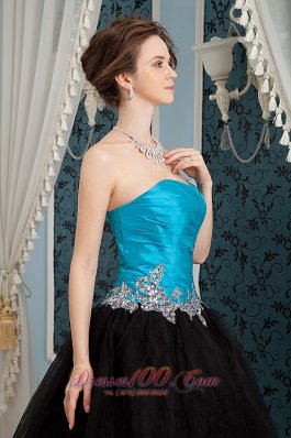 Sweetheart Beading Blue and Black Prom Dress