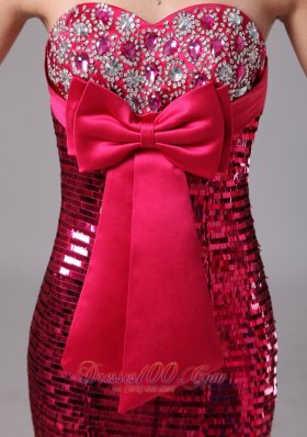 Paillette Mermaid Bowknot Prom Celebrity Dress