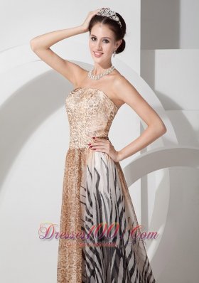 Zebra and Leopard Printing Prom Celebrity Gown with Court Train