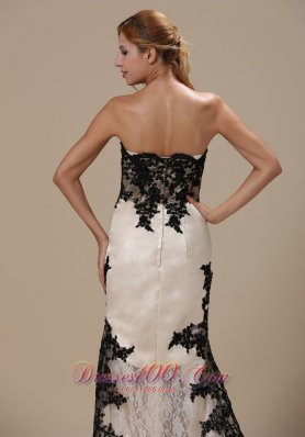 Black and White Lace Prom Celebrity Dress 2014 in High-low Style