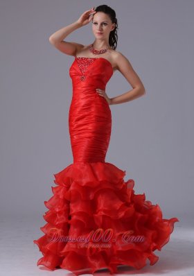 Layered Mermaid Design 2013 Prom Celebrity Dress Ruched