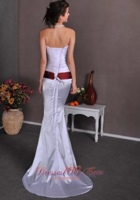 Ruched Bodice Elastic Woven Satin Sashed Brush Prom Celebrity Dress