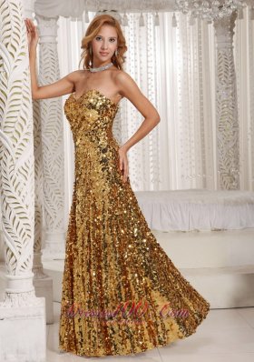 Sequined Gold Sheath Prom Party Dress for 2013