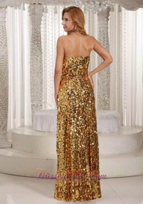 Sequined Gold Sheath Prom Party Dress for 2013