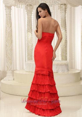 Ruffled Layers Red Sweetheart Mother Of The Bride Dress