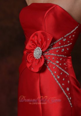 Handmade Red Mermaid Beading Satin Design Prom Dress