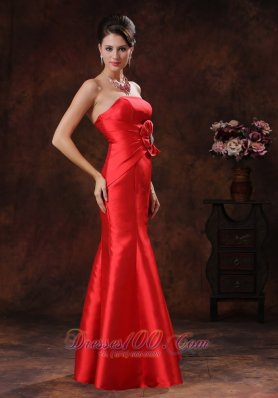 Handmade Red Mermaid Beading Satin Design Prom Dress