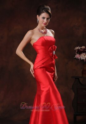 Handmade Red Mermaid Beading Satin Design Prom Dress