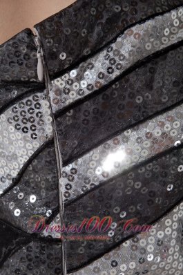 Black and Silver Brush Sequined Mermaid Evening Celebrity Dress