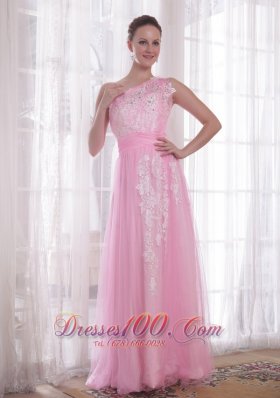 Sheath One Shoulder Applique Beaded Prom Evening Dress