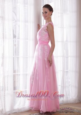 Sheath One Shoulder Applique Beaded Prom Evening Dress