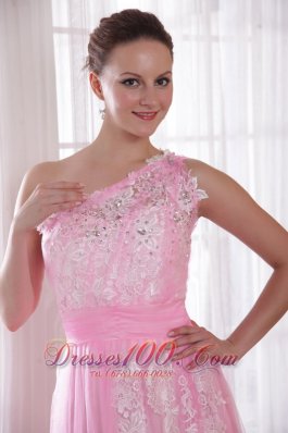 Sheath One Shoulder Applique Beaded Prom Evening Dress