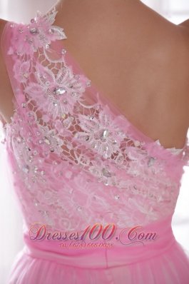 Sheath One Shoulder Applique Beaded Prom Evening Dress