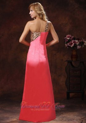 Leopard Watermelon One Shoulder Mother Of The Bride Dress