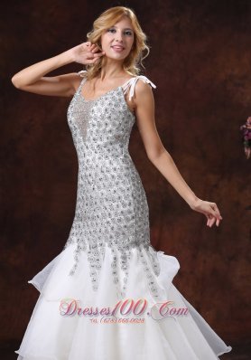 Ruffles Layered Straps Sequined mermaid Prom Gown Dress