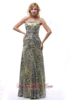 Leopard Strapless Lace up Multi-color Prom Dress