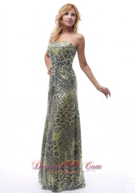 Leopard Strapless Lace up Multi-color Prom Dress