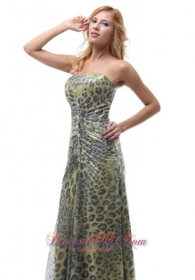 Leopard Strapless Lace up Multi-color Prom Dress