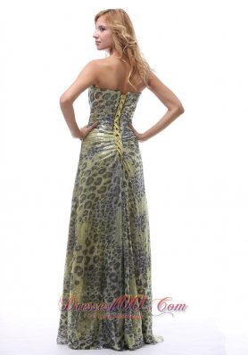 Leopard Strapless Lace up Multi-color Prom Dress