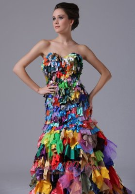 Multi-color All Fabrics Corset Back Mermaid Prom Celebrity Gown