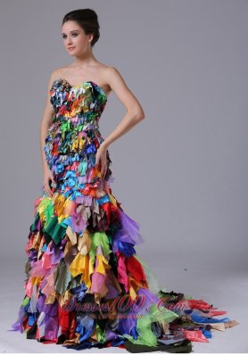 Multi-color All Fabrics Corset Back Mermaid Prom Celebrity Gown