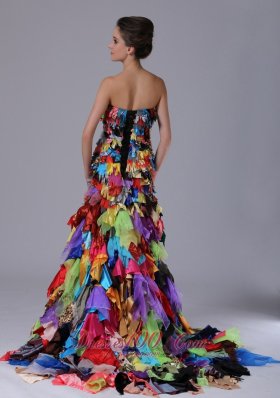 Multi-color All Fabrics Corset Back Mermaid Prom Celebrity Gown