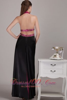 Two-toned V-neck Halter Beaded Prom Dress