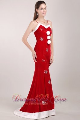 Mermaid Brush White and Red Beading Prom Dress